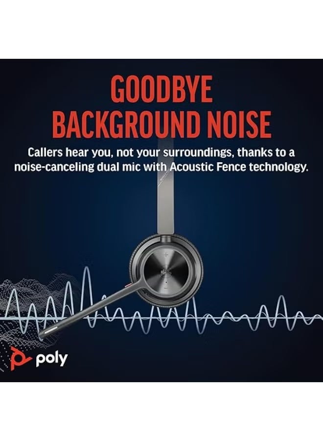 Poly Voyager 4320-M Wireless Headset with BT700 USB-A Adapter and Charging Stand – Dual-Ear, Noise-Cancelling, Microsoft Teams Certified, Black - Image 3